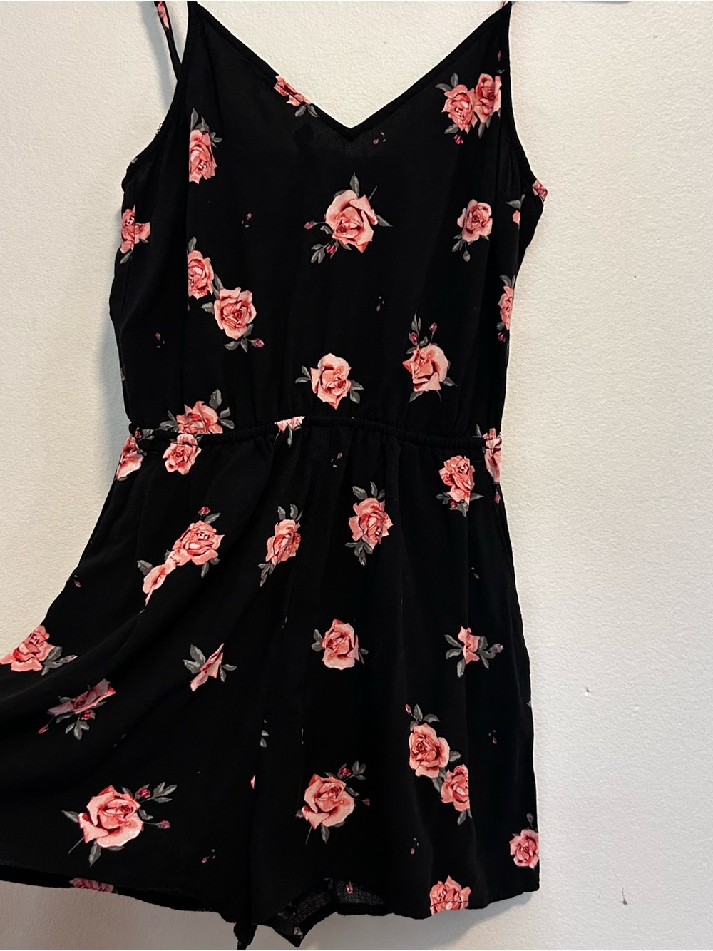 H&M Black Camisole with Pink Rose Print